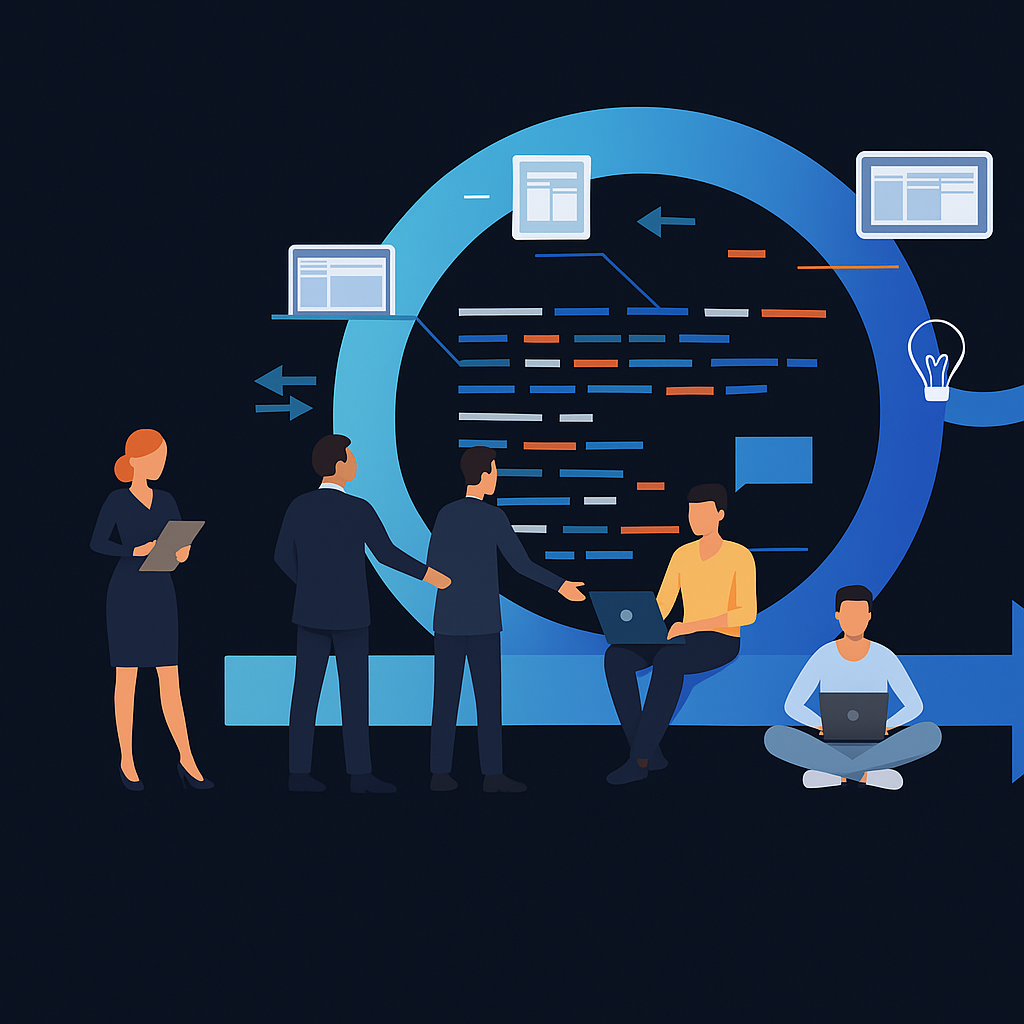 Ilustrație Management proiecte – organizare sarcini și timeline
